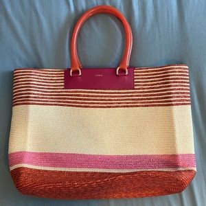 💖🧡 NWOT FURLA STRAW SHOPPER TOTE WITH DUST BAG 🧡💖